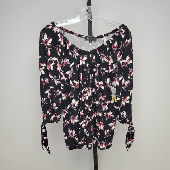 Lily  Morgan Tie Sleeve Top - Picture 1 of 5